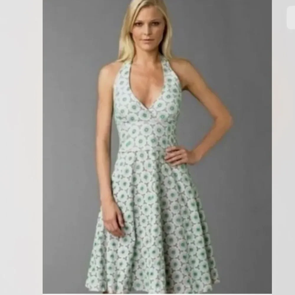 Lilly Pulitzer Willa Halter Green Pink Lined Eyelet Floral Dress Size 8